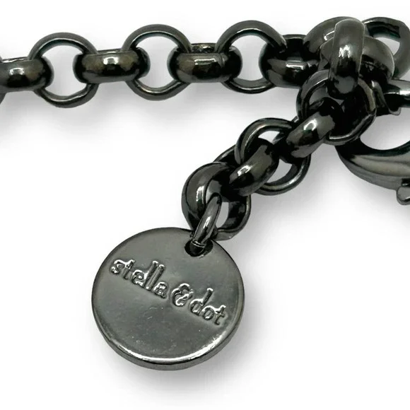 Stella & Dot Retired Rose Gold + Hematite Mercury Statement Necklace RARE NWOT - Picture 9 of 11